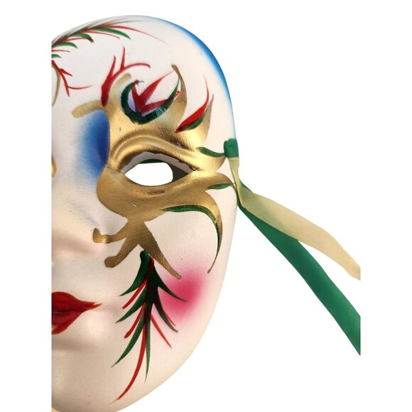 Venetian Style Mardi Gras Decorative Wall Masks Set Of 2 With Ribbon Ties For Ar - Picture 6 of 7